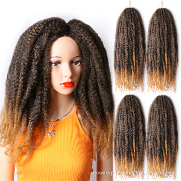 Synthetic Ombre Color Marley Cuban Afro Kinky Curly Twist Hair Crochet Braids Braiding Hair for Faux Locs
